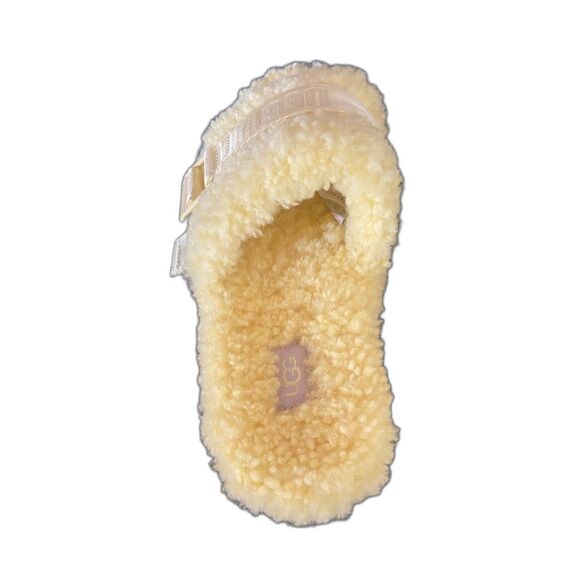 Womens US 6 UGG Fluffita Slide Platform Sandel Curly Wool Slip on Strap Yellow - Picture 7 of 8